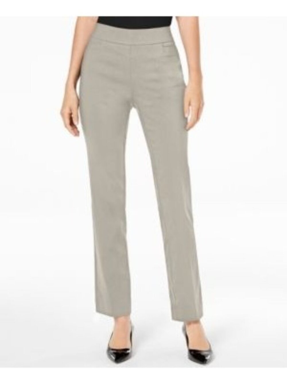 JM Collection Women's Pull-on Tummy Control Straight Leg Pants, Stonewall, Med